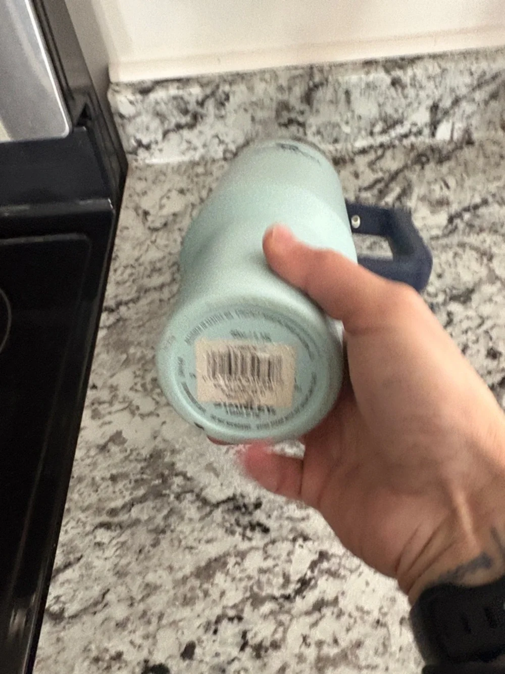 Stanley Mint Green Travel Tumbler with Navy Handle - Picture 5 of 8